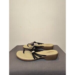 Cloud Walker's by Avenue Thong Sandals Women's 11 Black Cord with Silver Accents